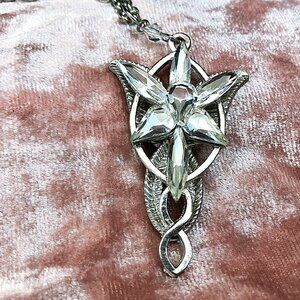 Lord of The Rings Arwen's Necklace Evenstar Pendant Crystal Silver Chain